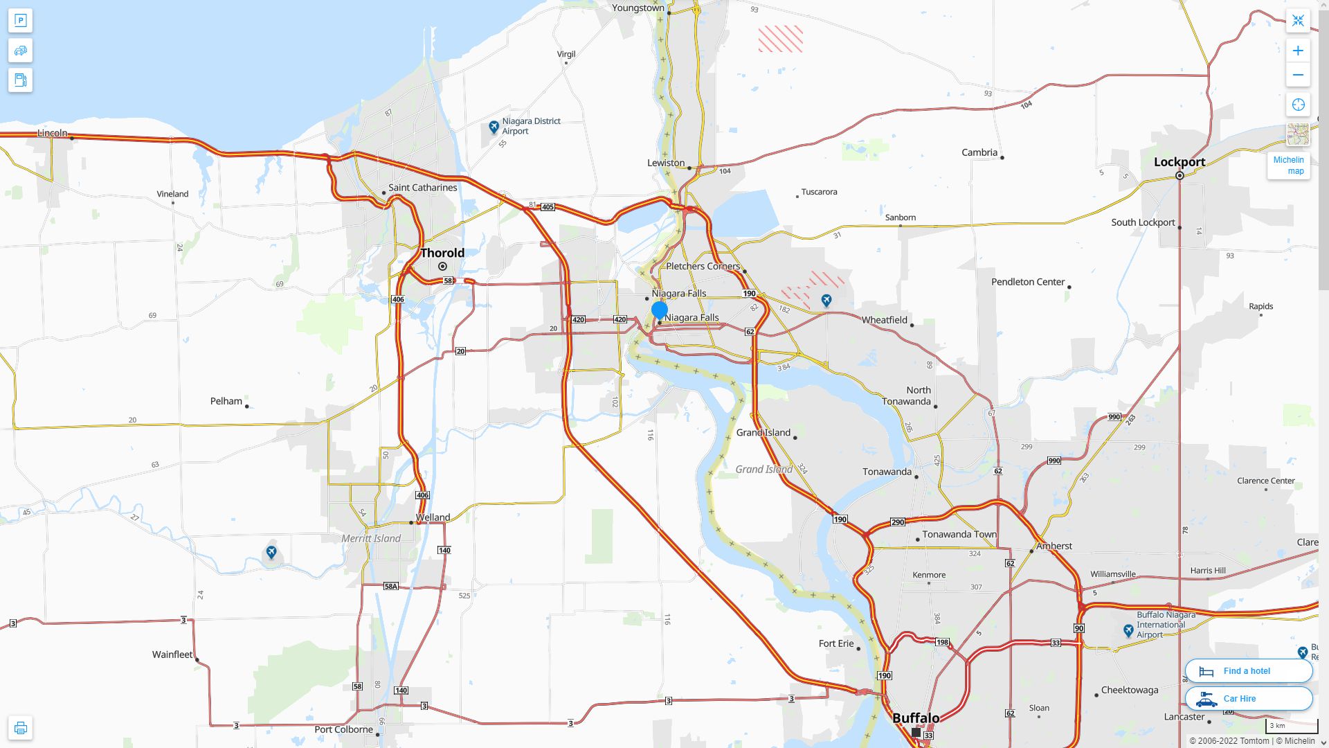 Niagara Falls New York Highway and Road Map